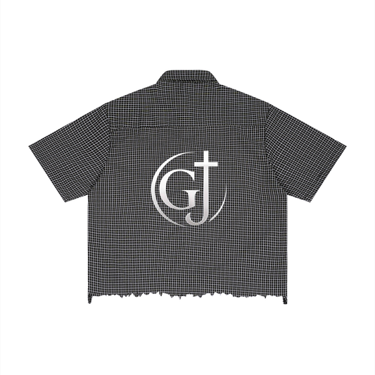 Unisex Distressed Plaid Boxy Shirt (GJ)