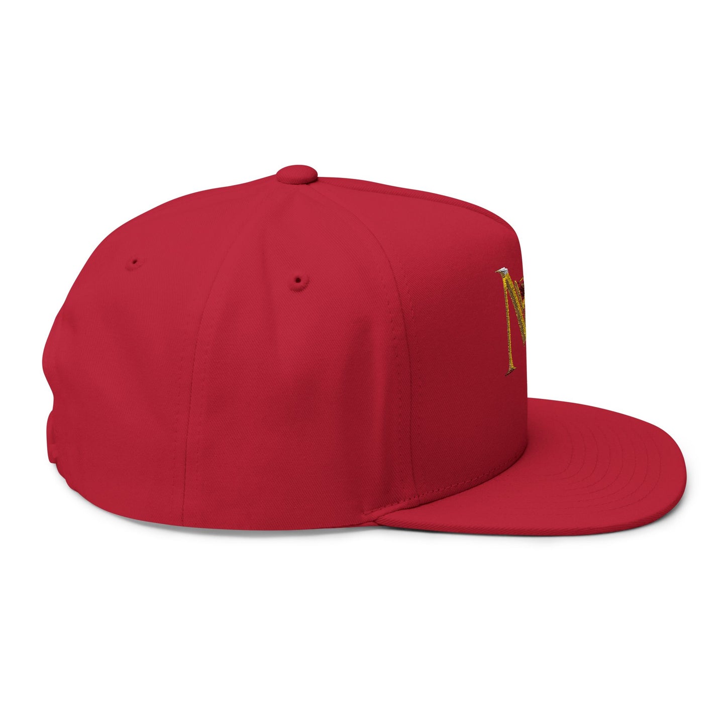 MS Embroidered Gold Monogram Flat Bill Cap