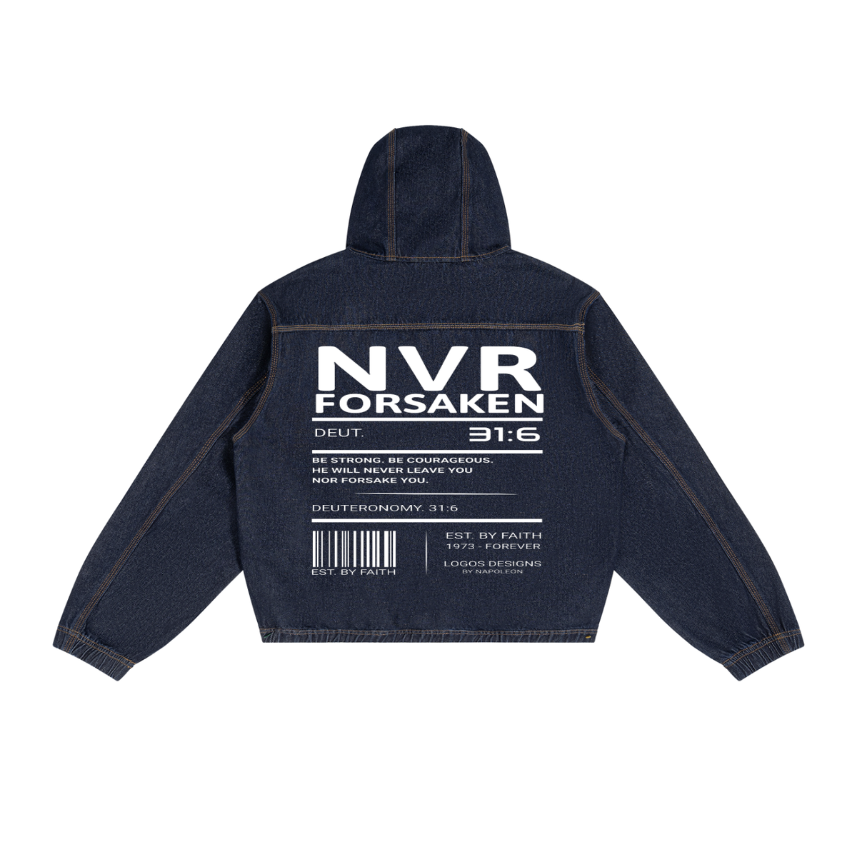 Men's Boxy Vintage Wash Hooded Denim Jacket (NVR)