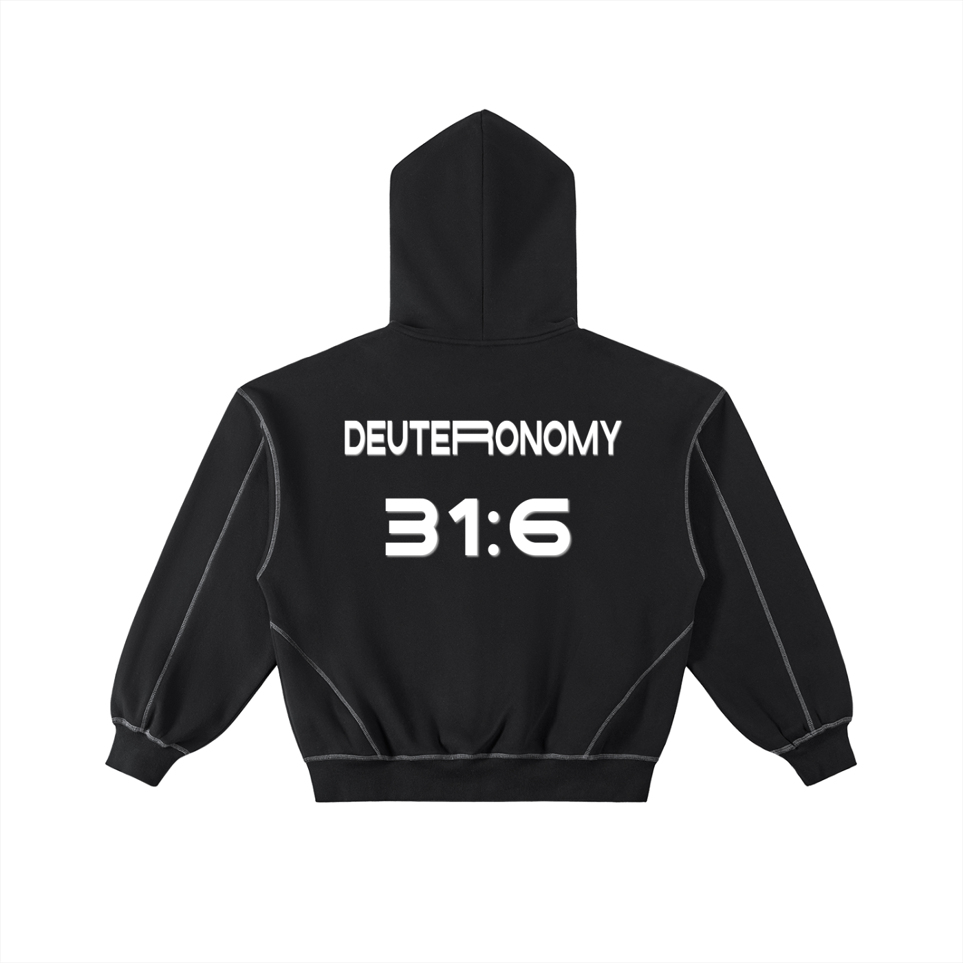 Contrast-Stitched Boxy Fleece Zip Hoodie