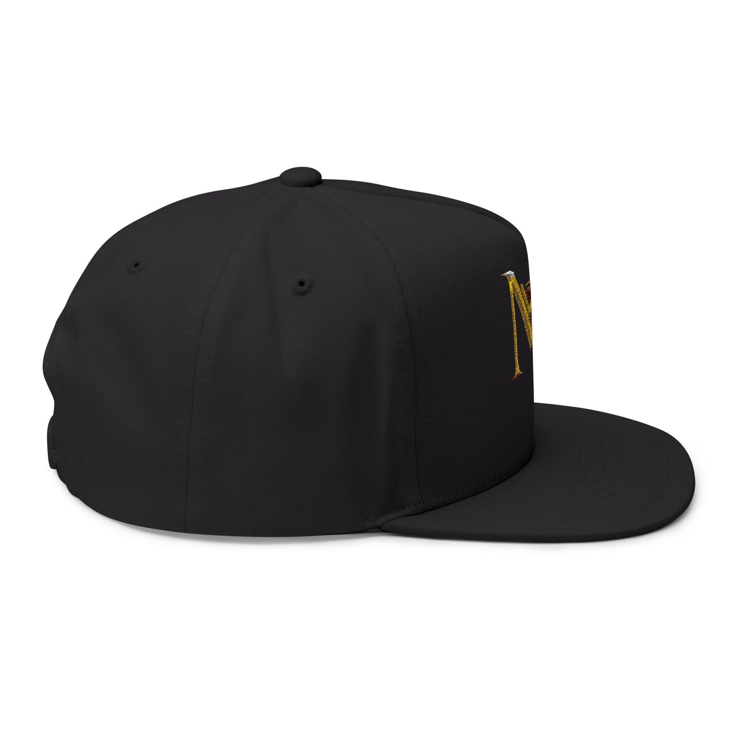 MS Embroidered Gold Monogram Flat Bill Cap