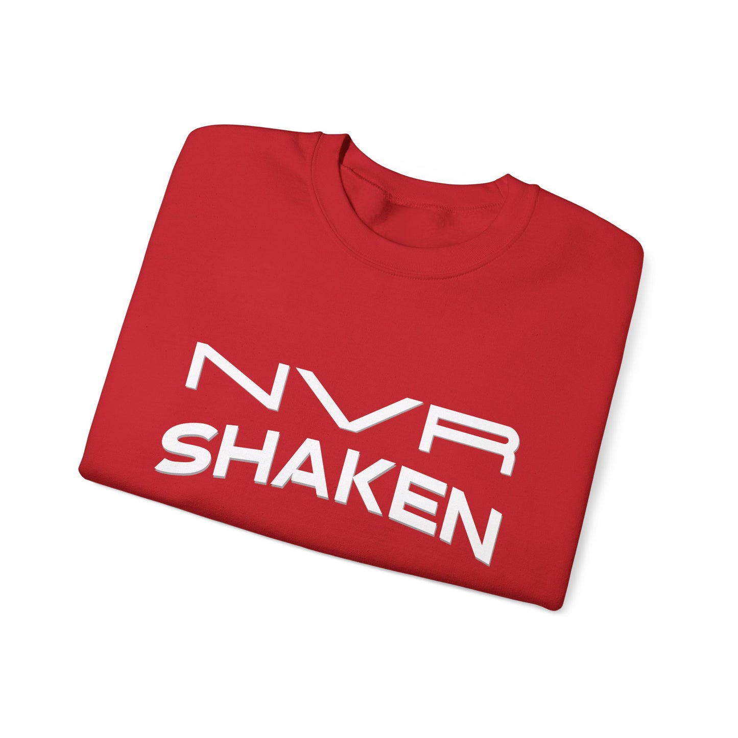 Crewneck Sweatshirt — "NVR Shaken" Psalm 62:6 Christian Faith Pullover