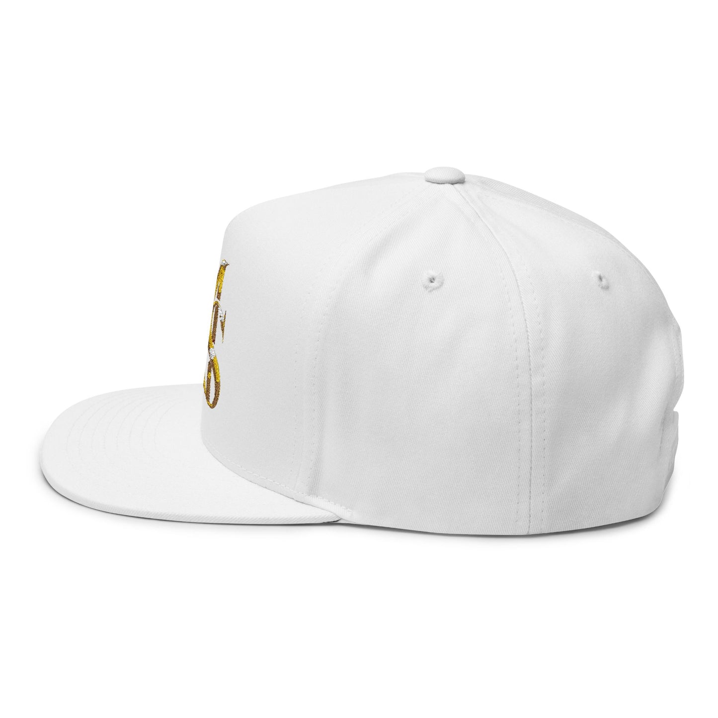 MS Embroidered Gold Monogram Flat Bill Cap