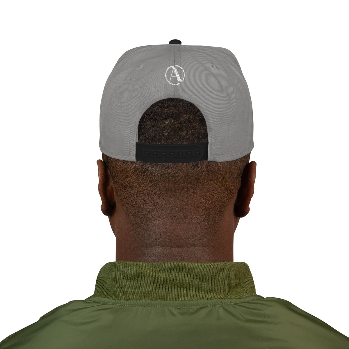 Embroidered A Circle Snapback Hat — Distressed Logo Streetwear Cap
