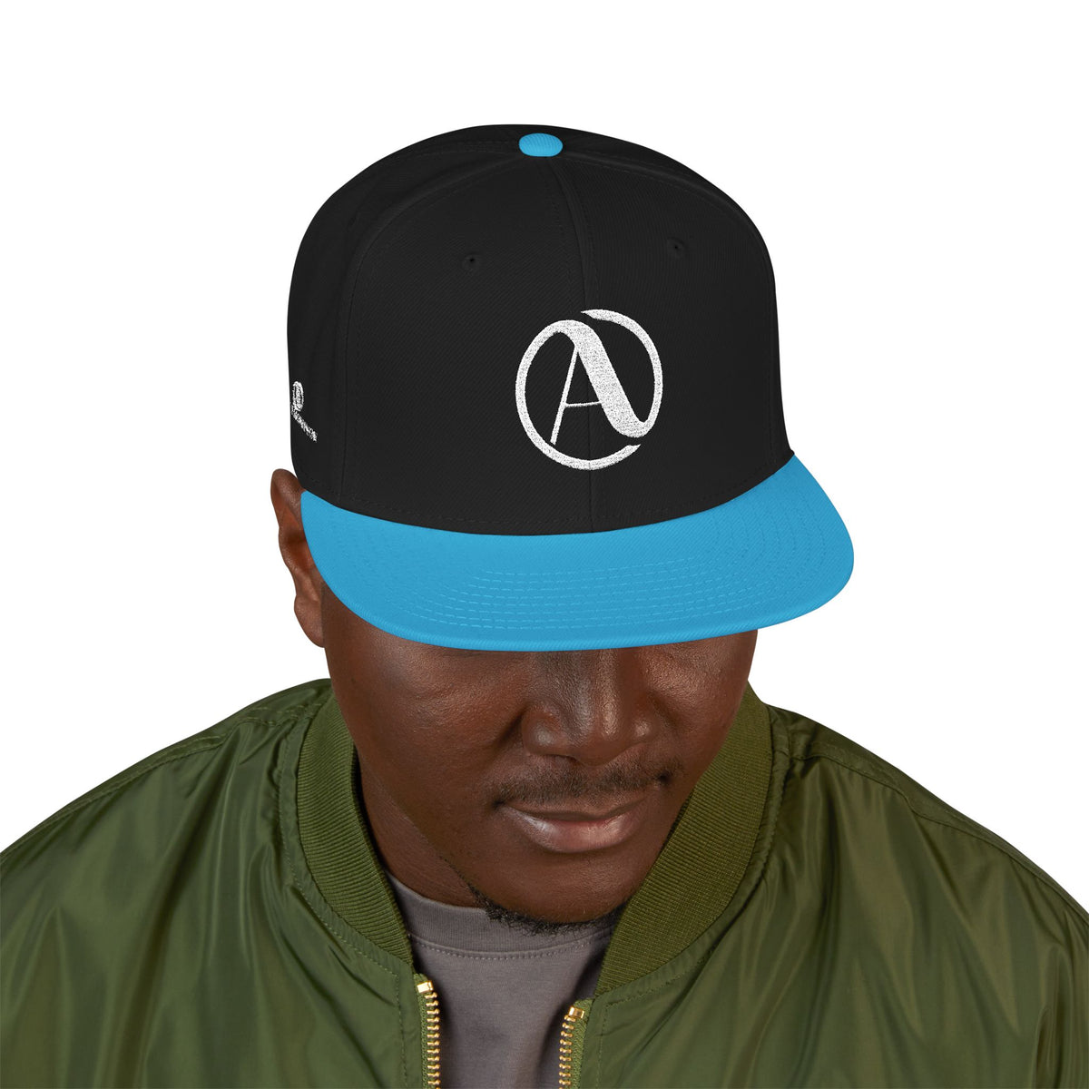 Embroidered A Circle Snapback Hat — Distressed Logo Streetwear Cap