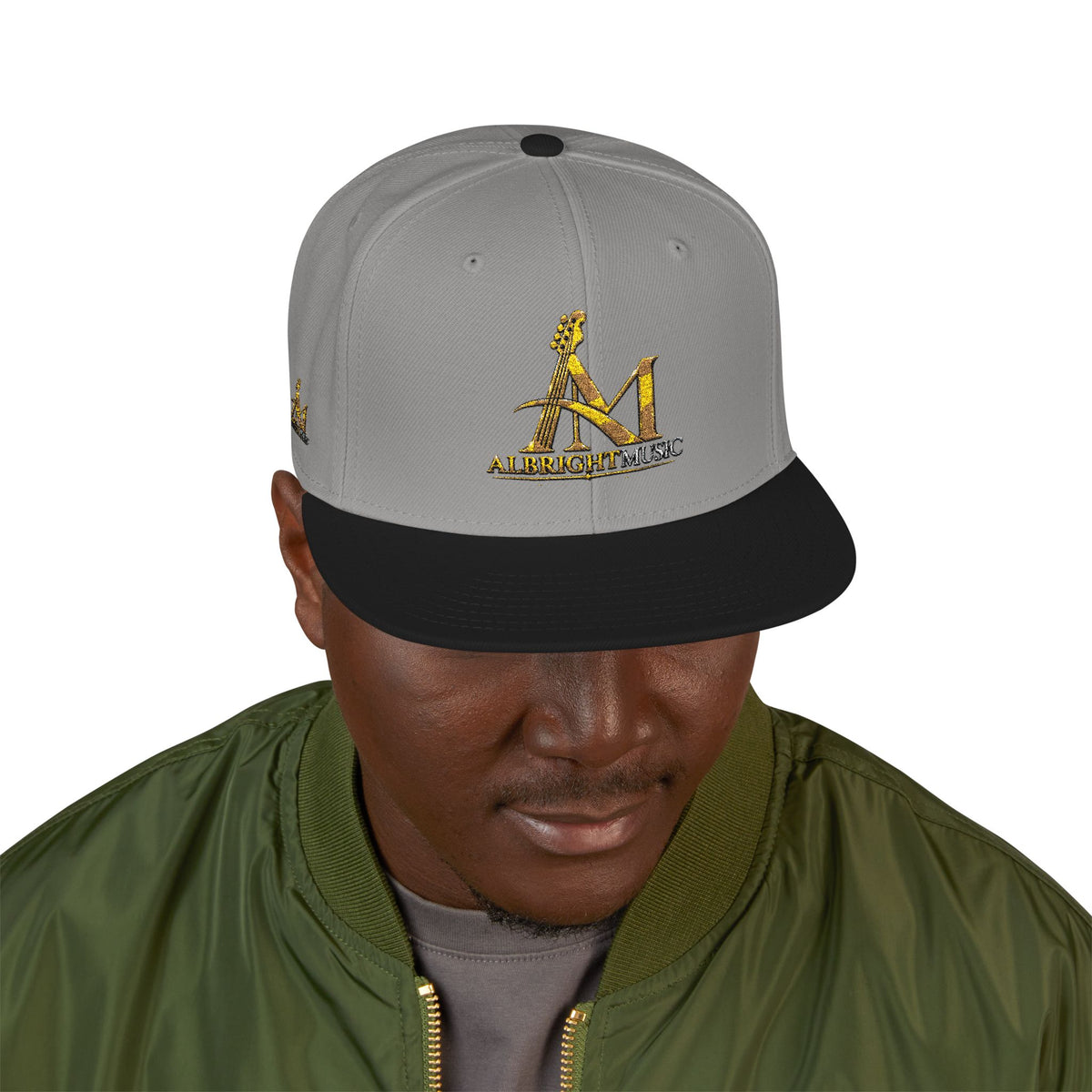Embroidered Gold 'A' Logo Snapback Hat — Urban Music Streetwear Cap (AM)