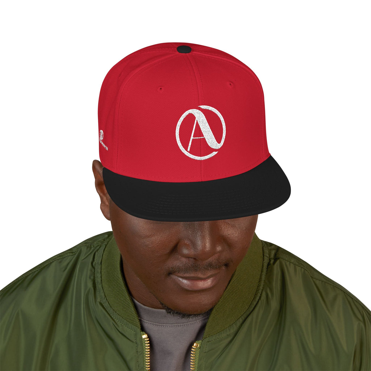 Embroidered A Circle Snapback Hat — Distressed Logo Streetwear Cap