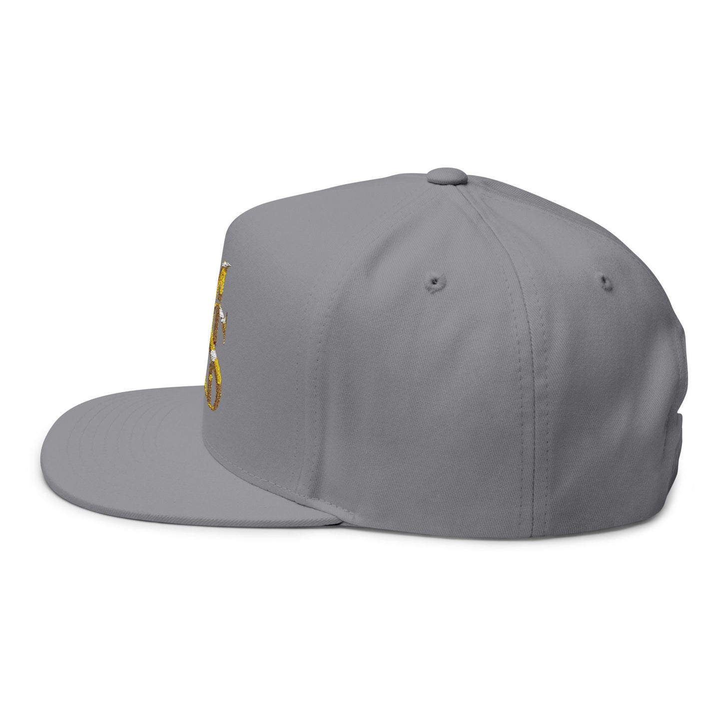 MS Embroidered Gold Monogram Flat Bill Cap