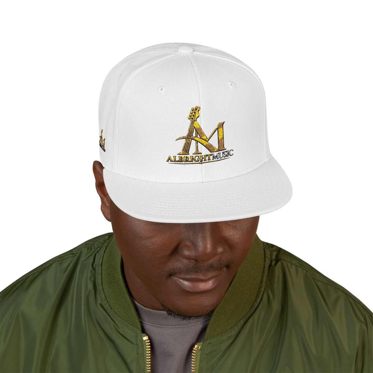Embroidered Gold 'A' Logo Snapback Hat — Urban Music Streetwear Cap (AM)