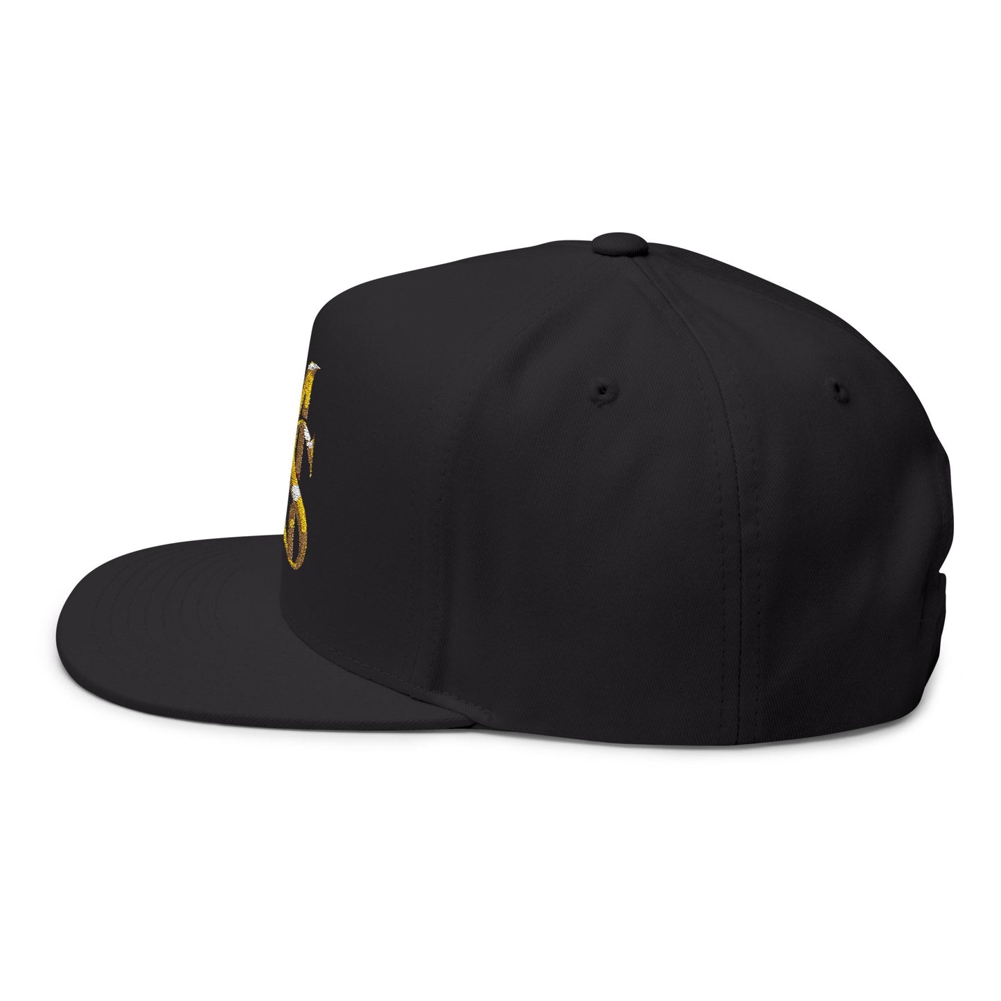 MS Embroidered Gold Monogram Flat Bill Cap