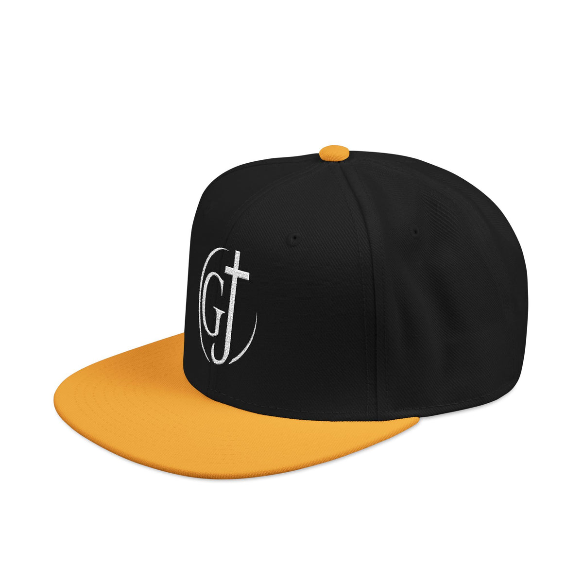 Embroidered GT Script Snapback Hat — Distressed Monogram Baseball Cap