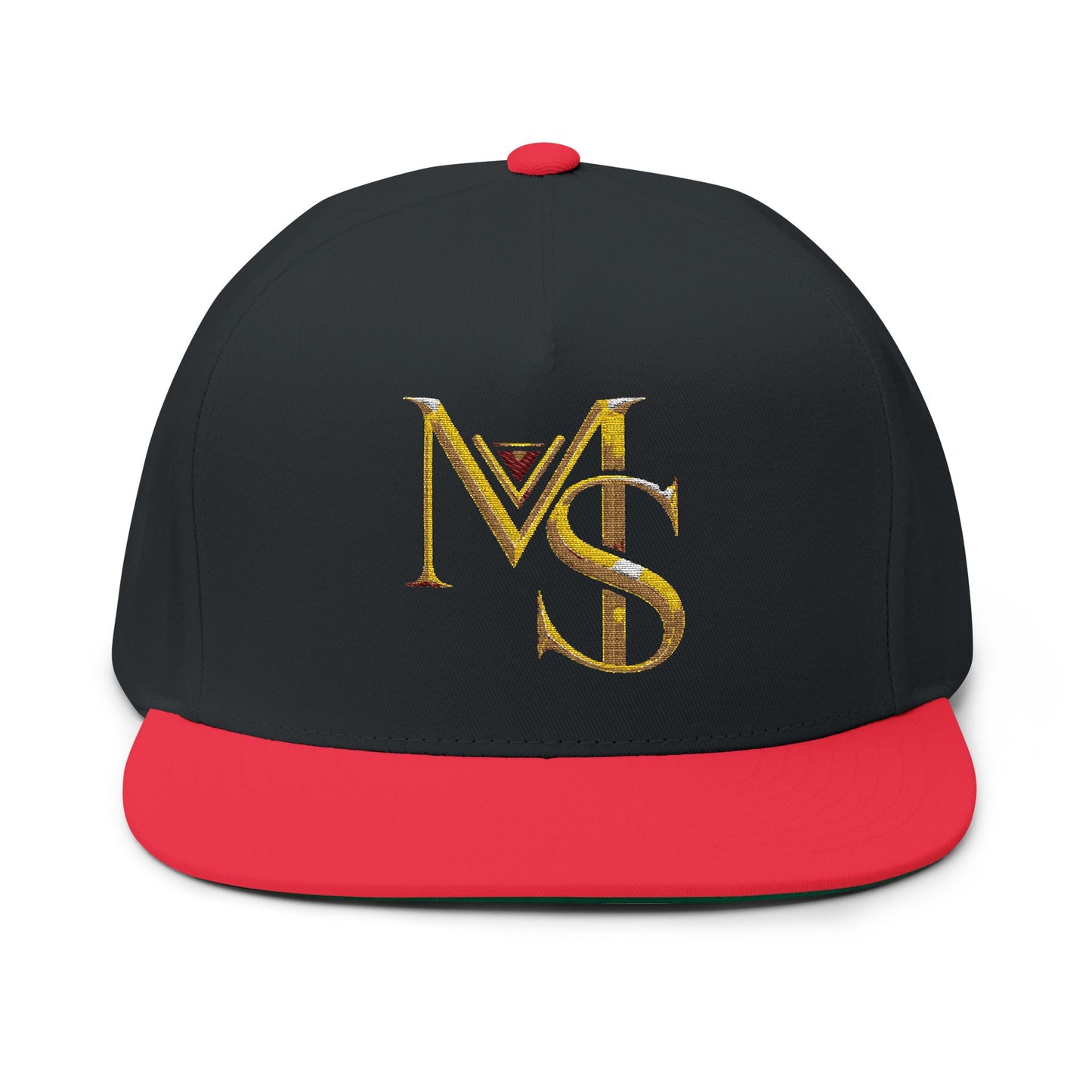 MS Embroidered Gold Monogram Flat Bill Cap