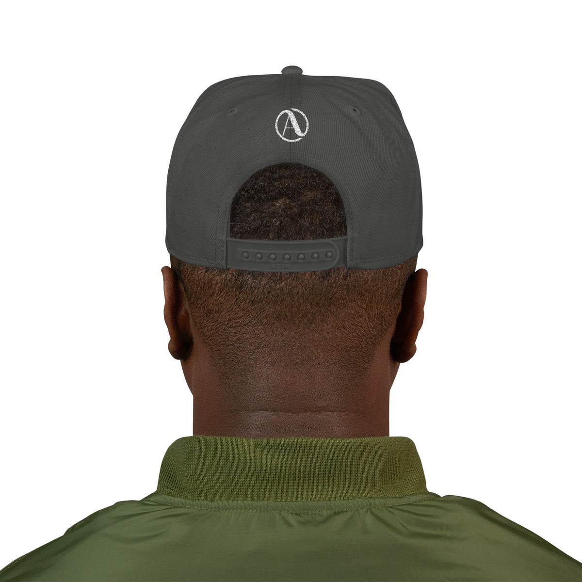 Embroidered A Circle Snapback Hat — Distressed Logo Streetwear Cap