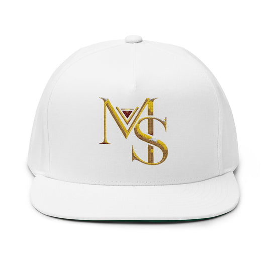 MS Embroidered Gold Monogram Flat Bill Cap