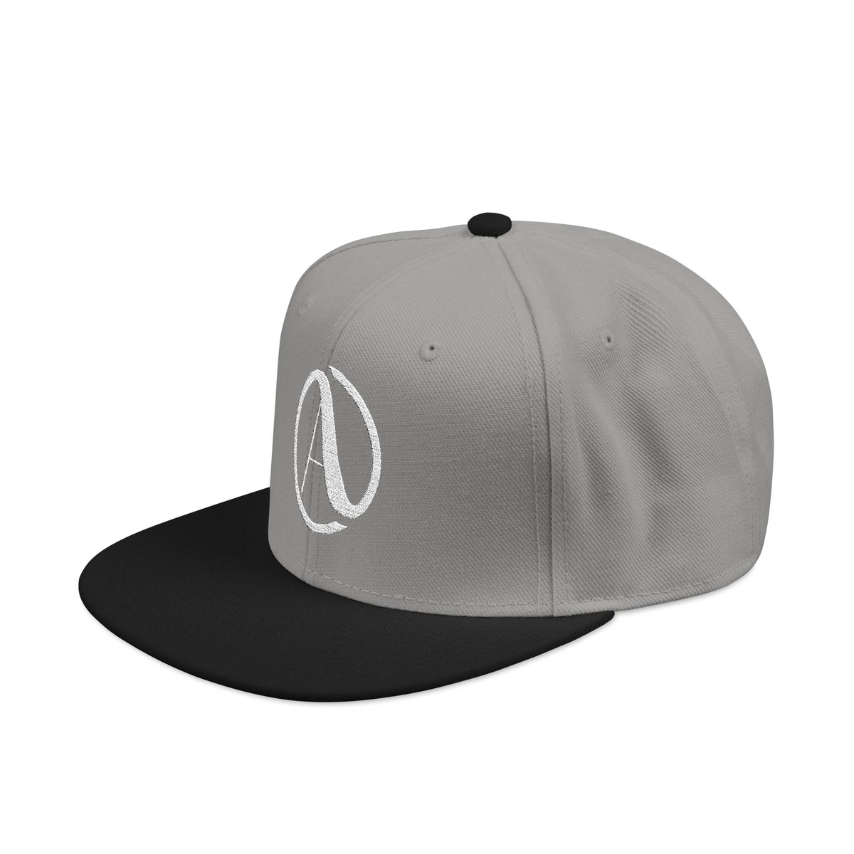Embroidered A Circle Snapback Hat — Distressed Logo Streetwear Cap