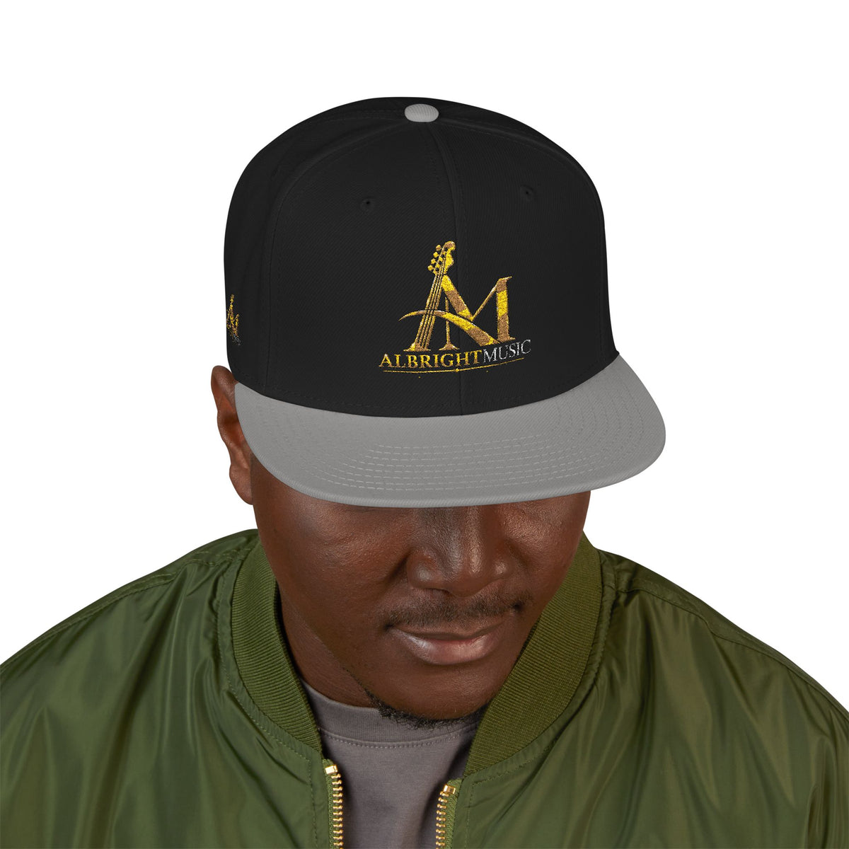 Embroidered Gold 'A' Logo Snapback Hat — Urban Music Streetwear Cap (AM)