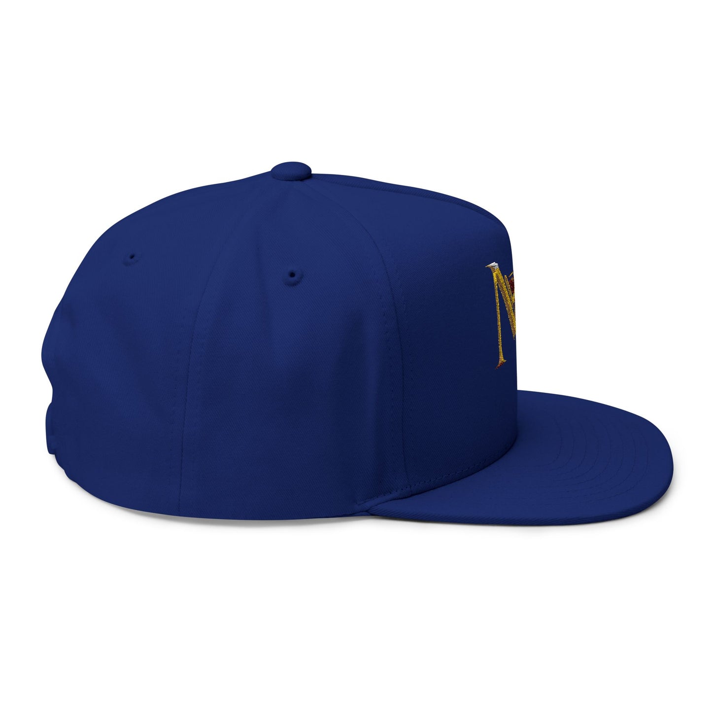 MS Embroidered Gold Monogram Flat Bill Cap