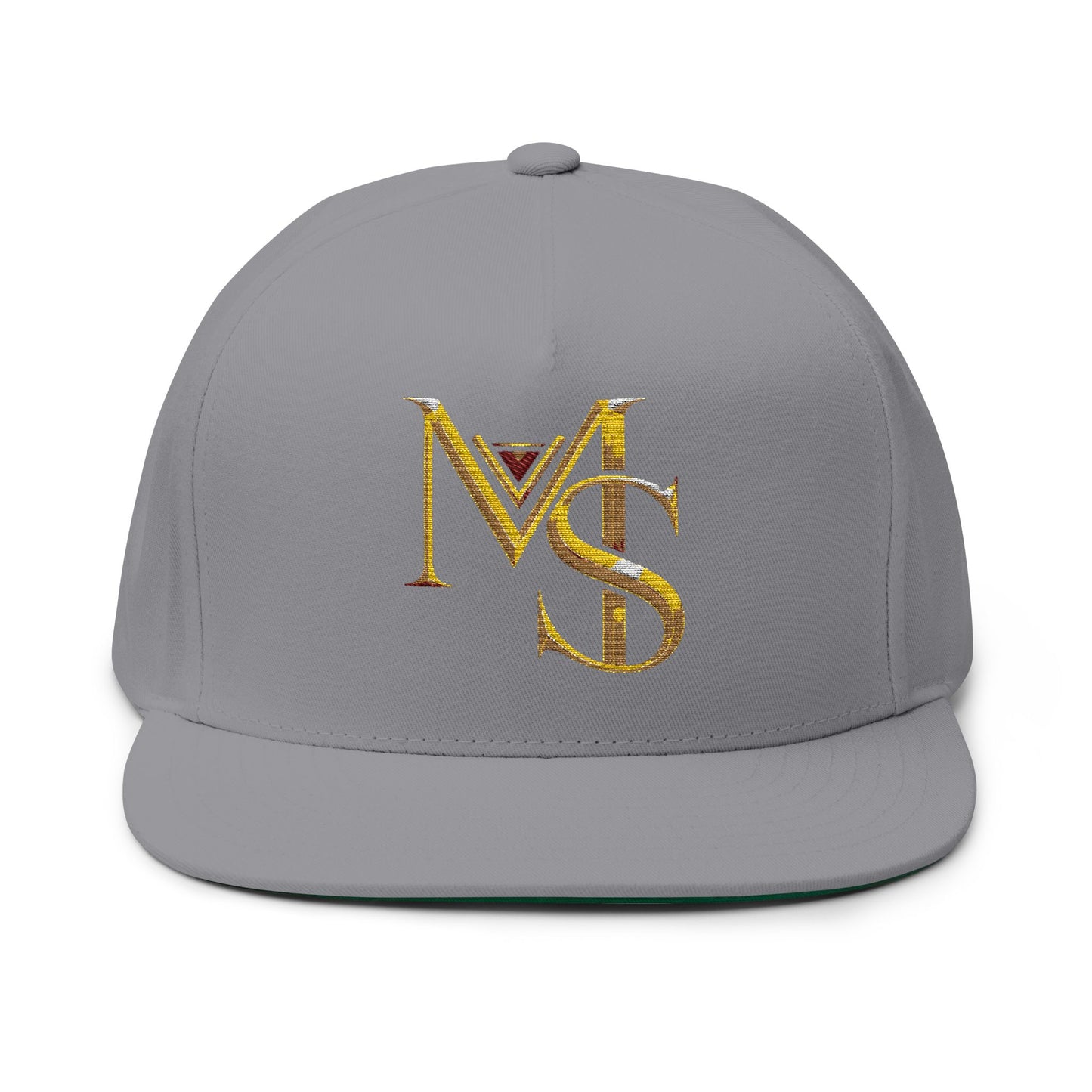 MS Embroidered Gold Monogram Flat Bill Cap