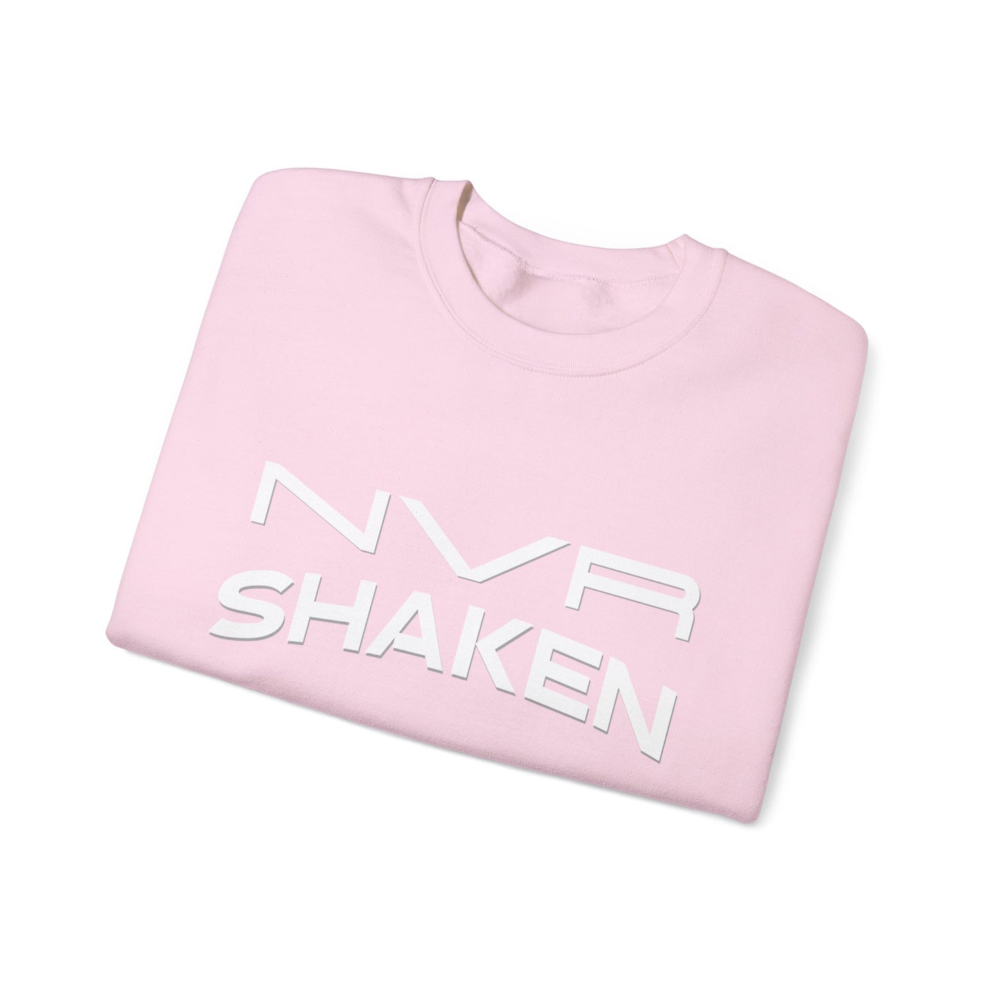 Crewneck Sweatshirt — "NVR Shaken" Psalm 62:6 Christian Faith Pullover