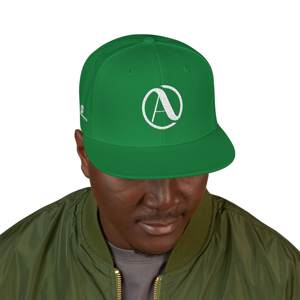 Embroidered A Circle Snapback Hat — Distressed Logo Streetwear Cap