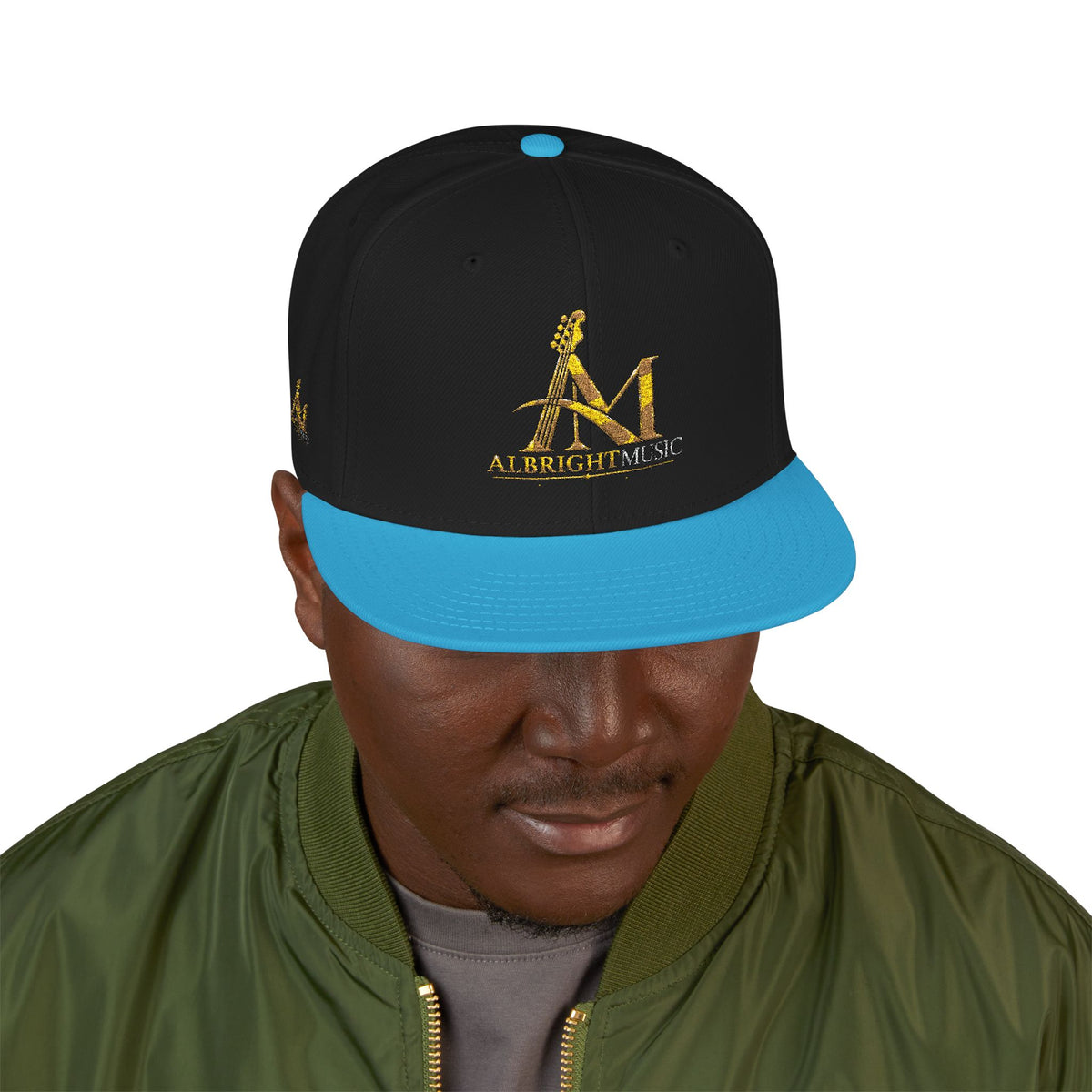 Embroidered Gold 'A' Logo Snapback Hat — Urban Music Streetwear Cap (AM)