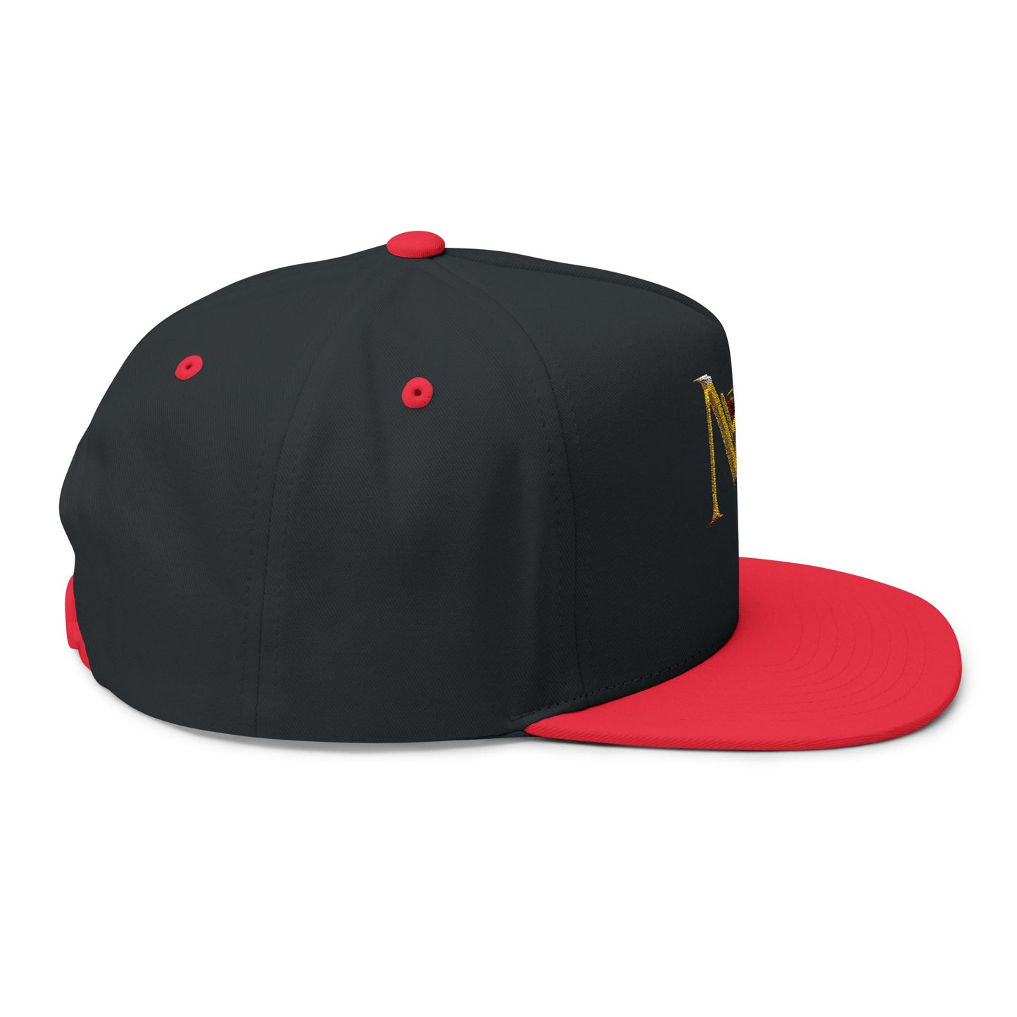 MS Embroidered Gold Monogram Flat Bill Cap