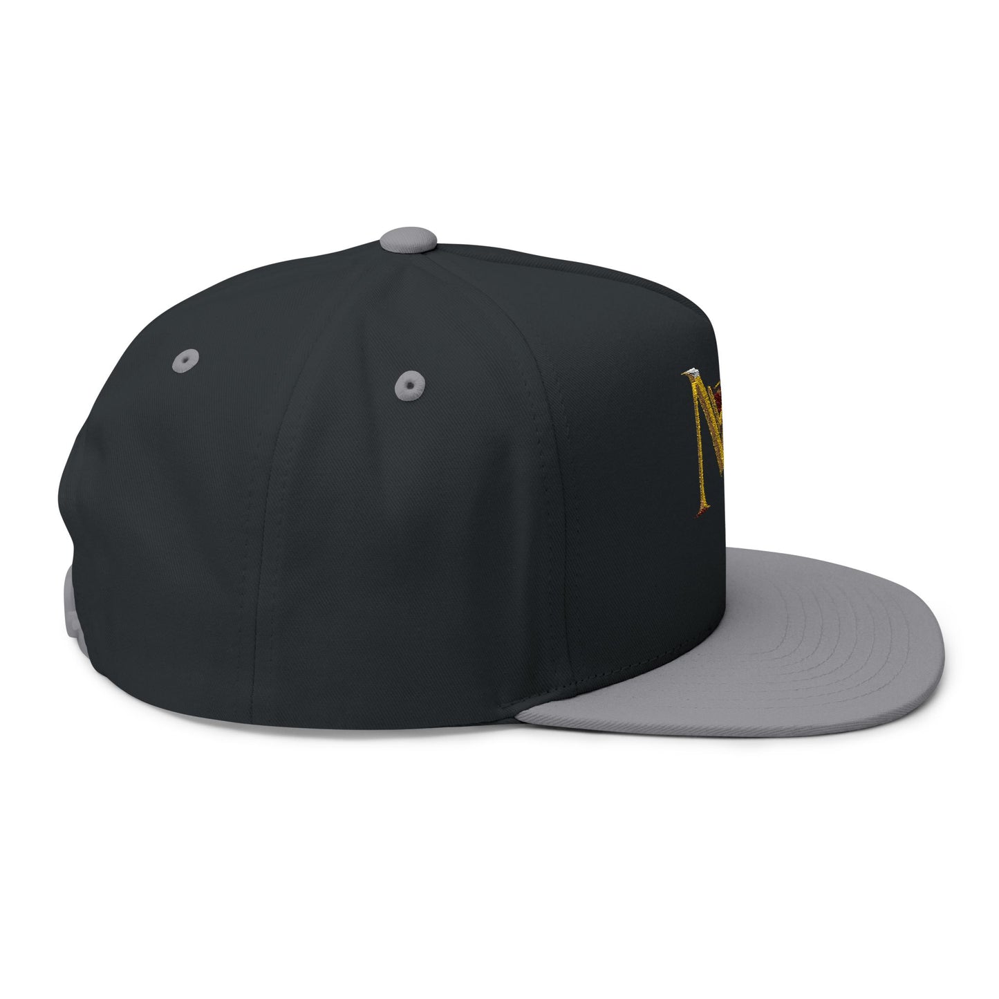 MS Embroidered Gold Monogram Flat Bill Cap