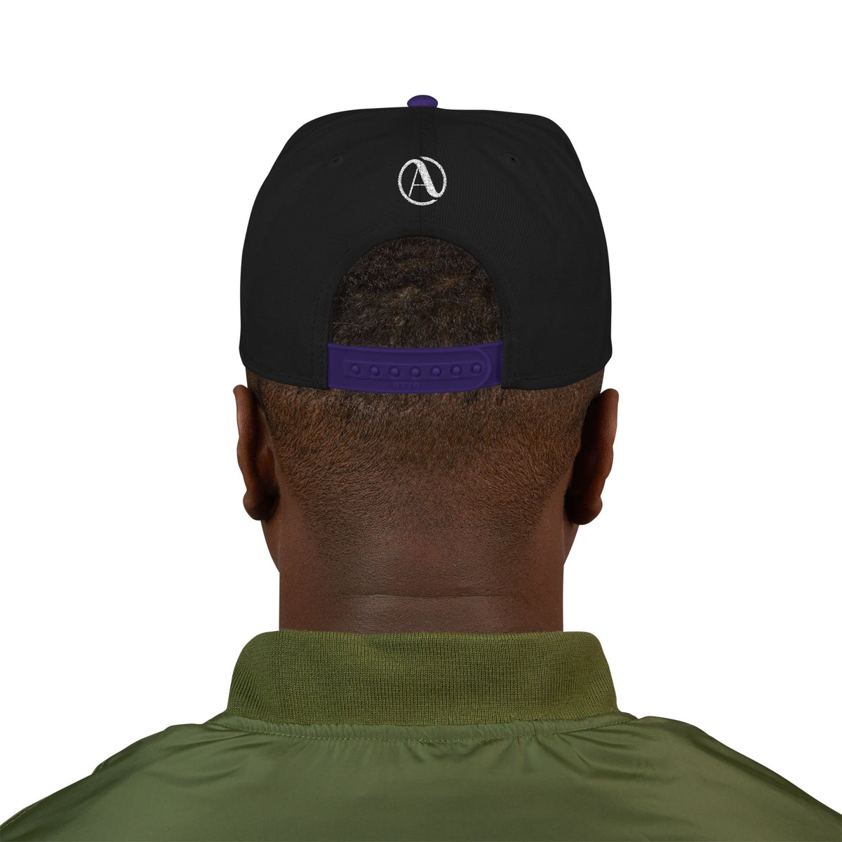 Embroidered A Circle Snapback Hat — Distressed Logo Streetwear Cap