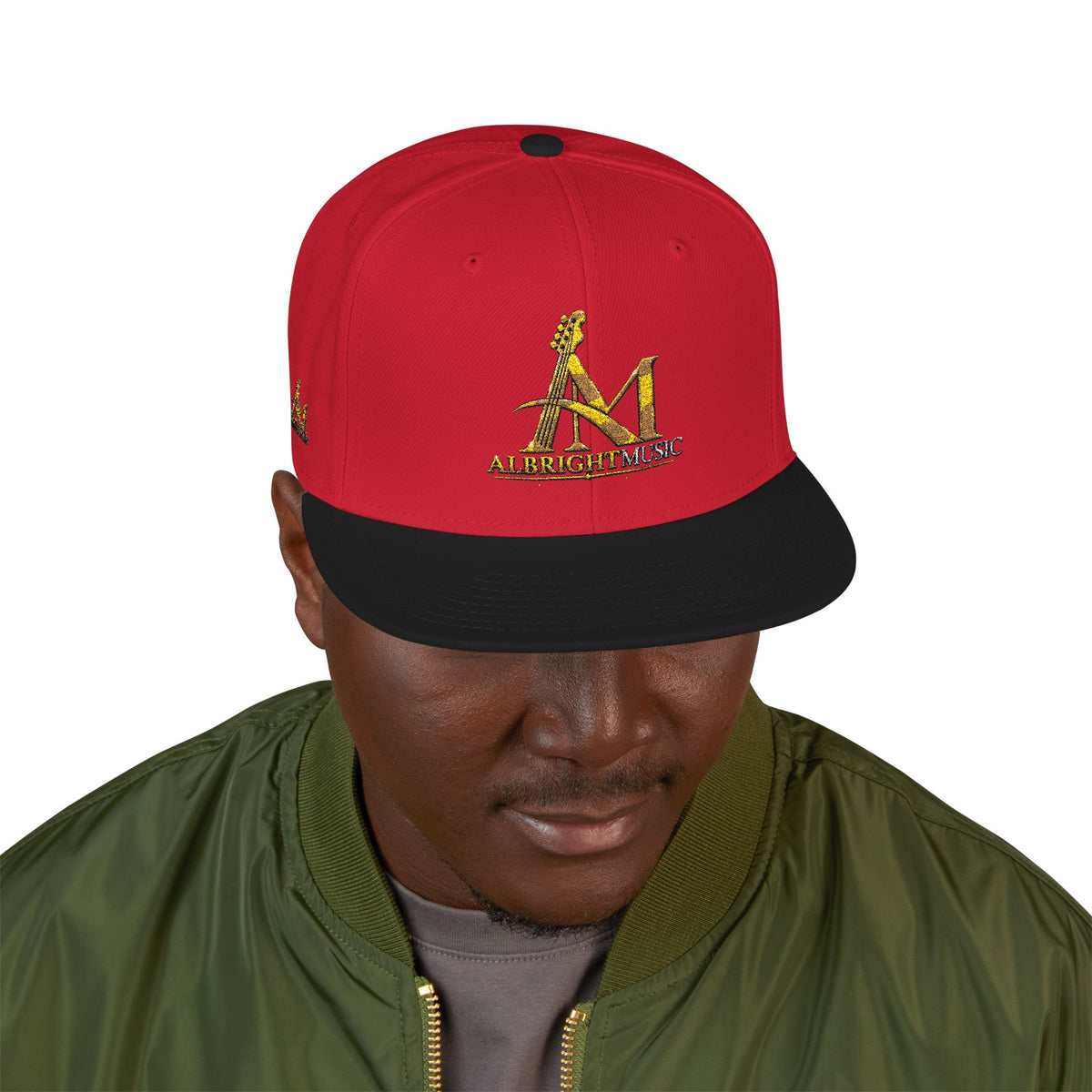 Embroidered Gold 'A' Logo Snapback Hat — Urban Music Streetwear Cap (AM)