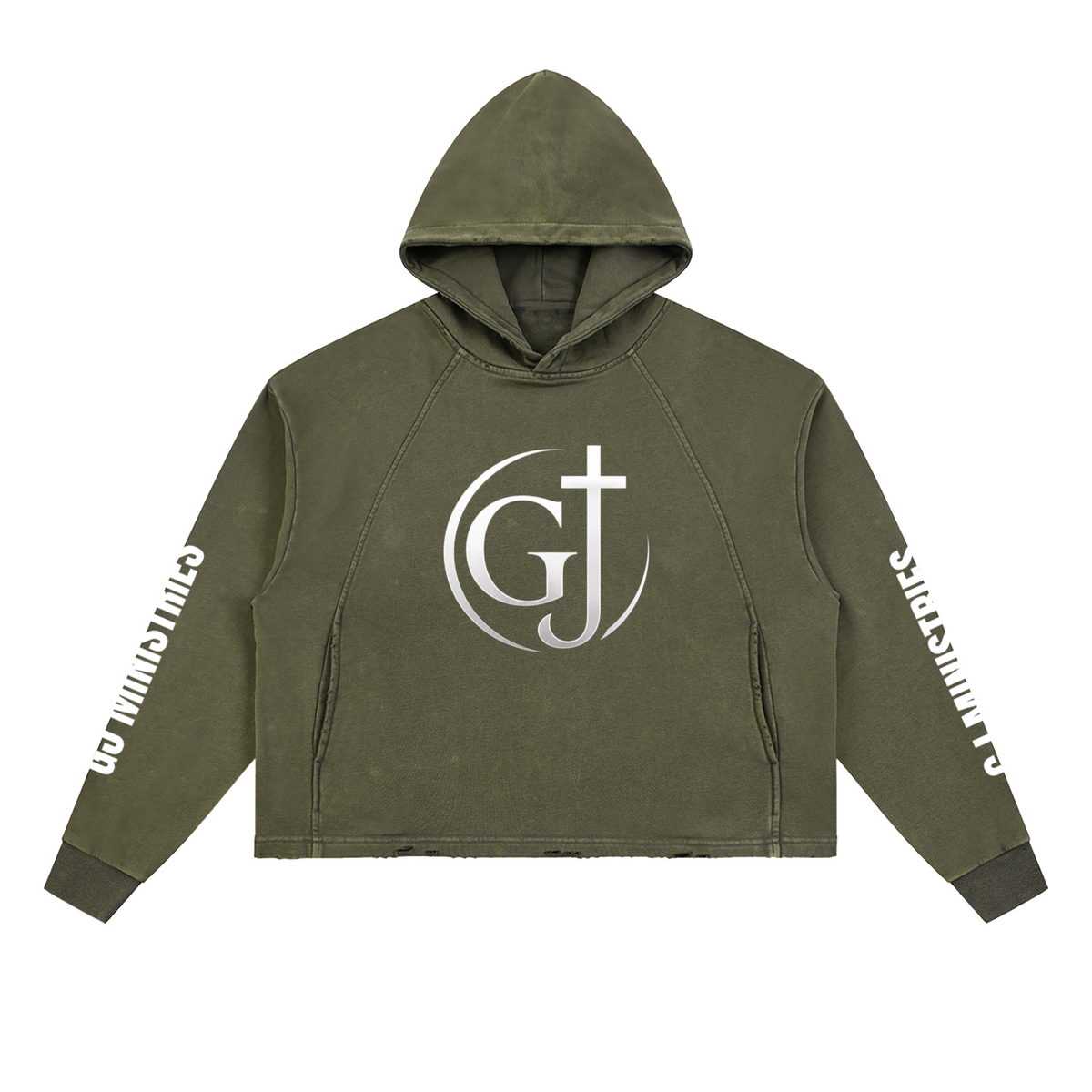 Vintage Washed Frayed-Hem Hoodie (GJ)