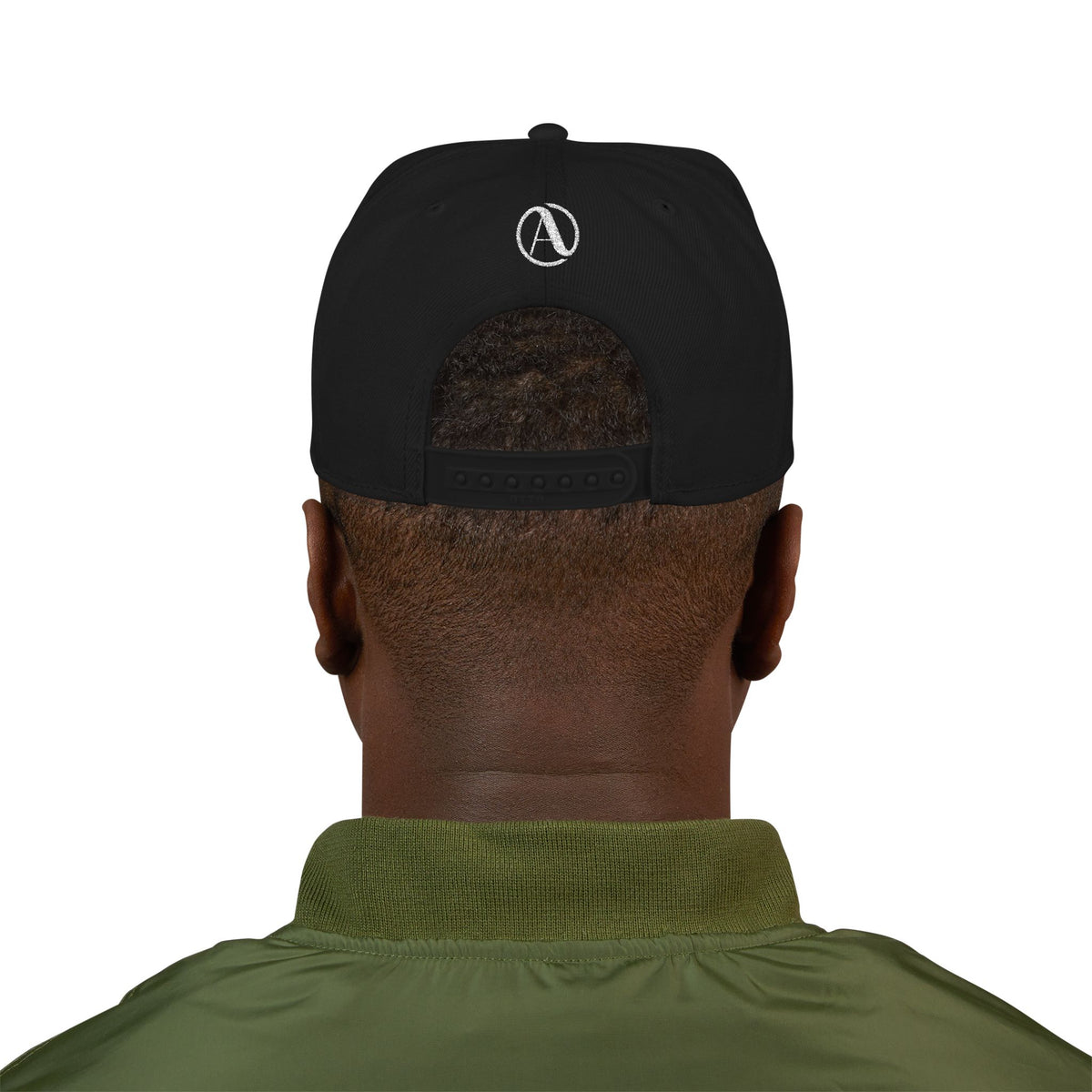Embroidered A Circle Snapback Hat — Distressed Logo Streetwear Cap