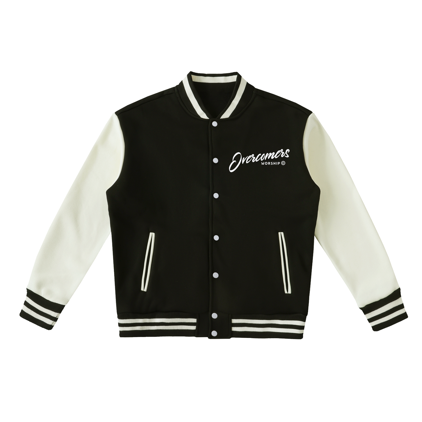 Overcomers Worship — Two-Tone Fleece Varsity Jacket