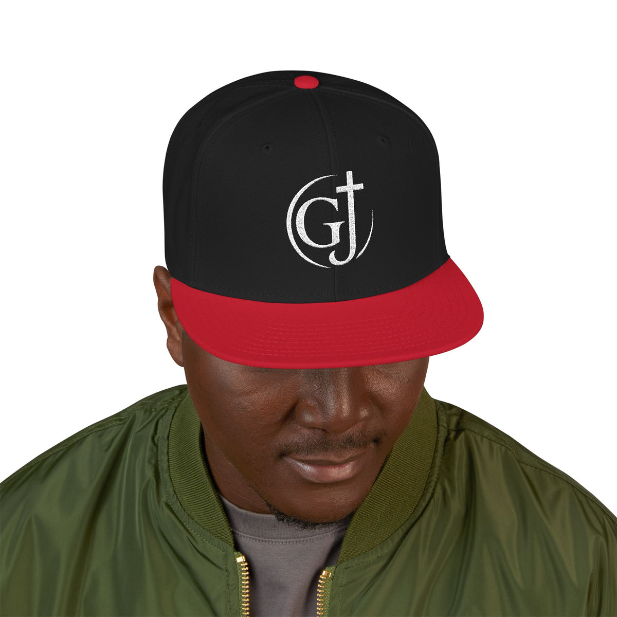 Embroidered GT Script Snapback Hat — Distressed Monogram Baseball Cap