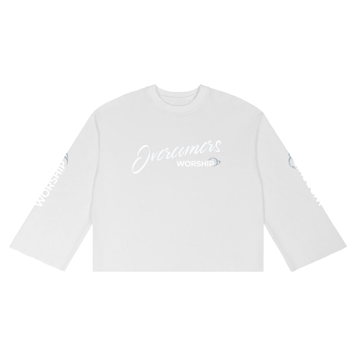 Overcomers Worship Waffle Raw Edge Long Sleeve Tee