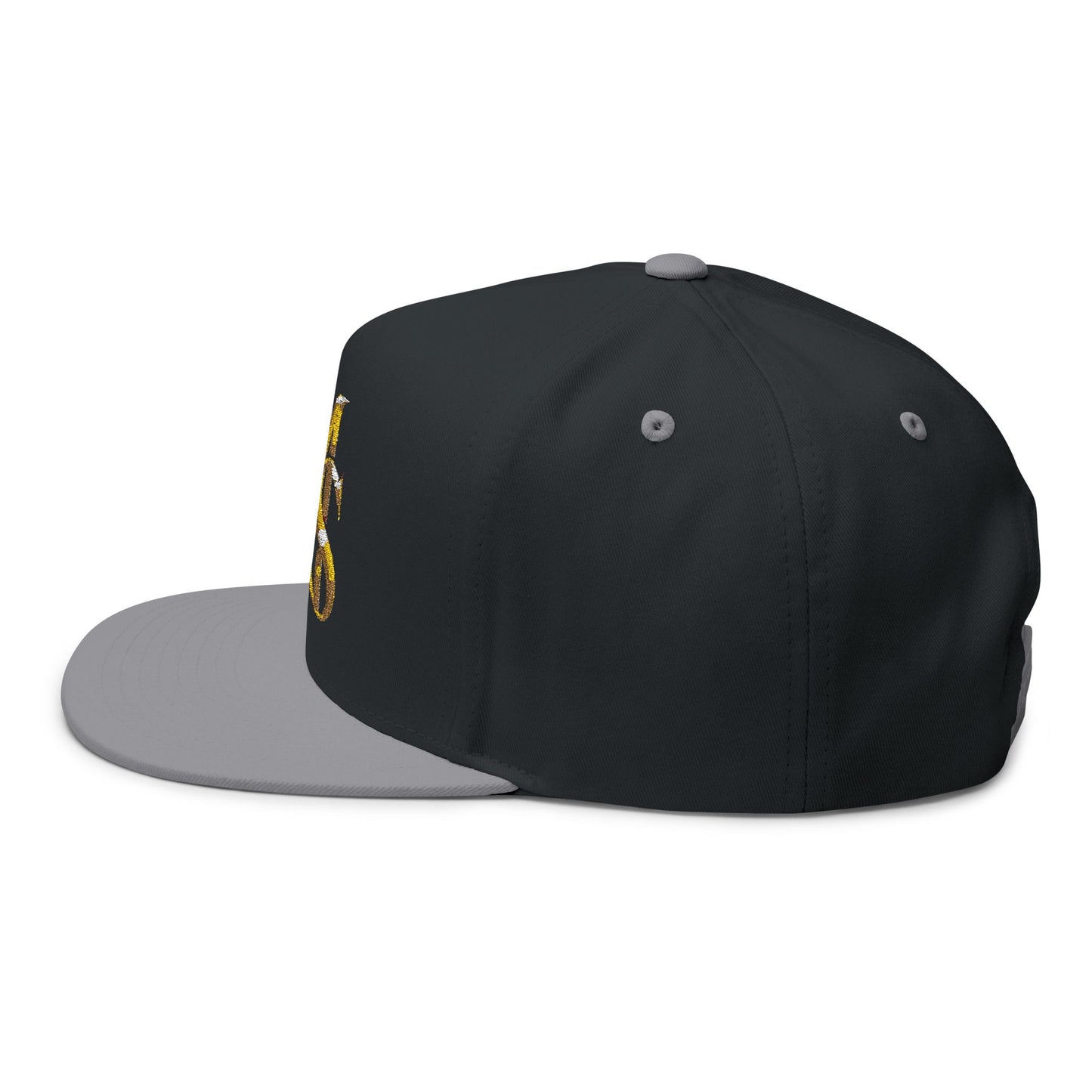 MS Embroidered Gold Monogram Flat Bill Cap