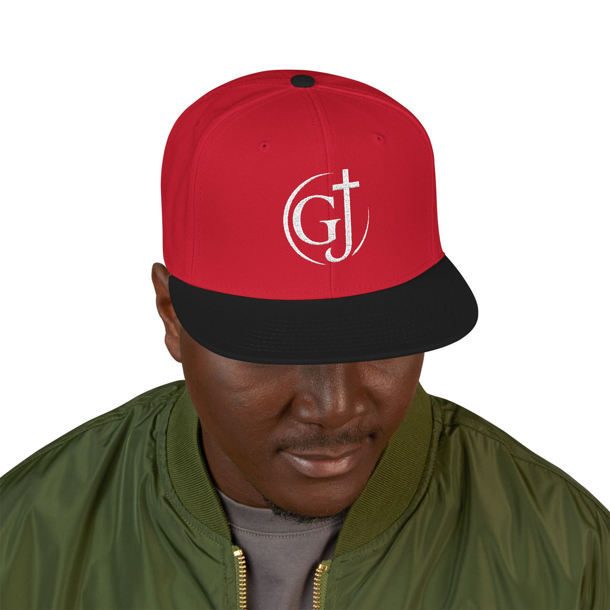 Embroidered GT Script Snapback Hat — Distressed Monogram Baseball Cap