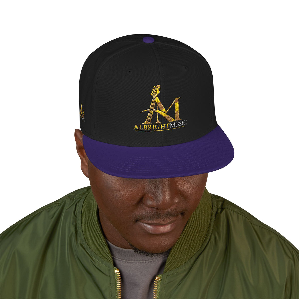 Embroidered Gold 'A' Logo Snapback Hat — Urban Music Streetwear Cap (AM)
