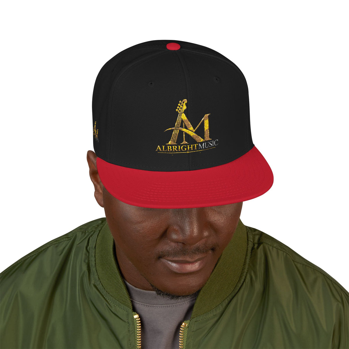 Embroidered Gold 'A' Logo Snapback Hat — Urban Music Streetwear Cap (AM)