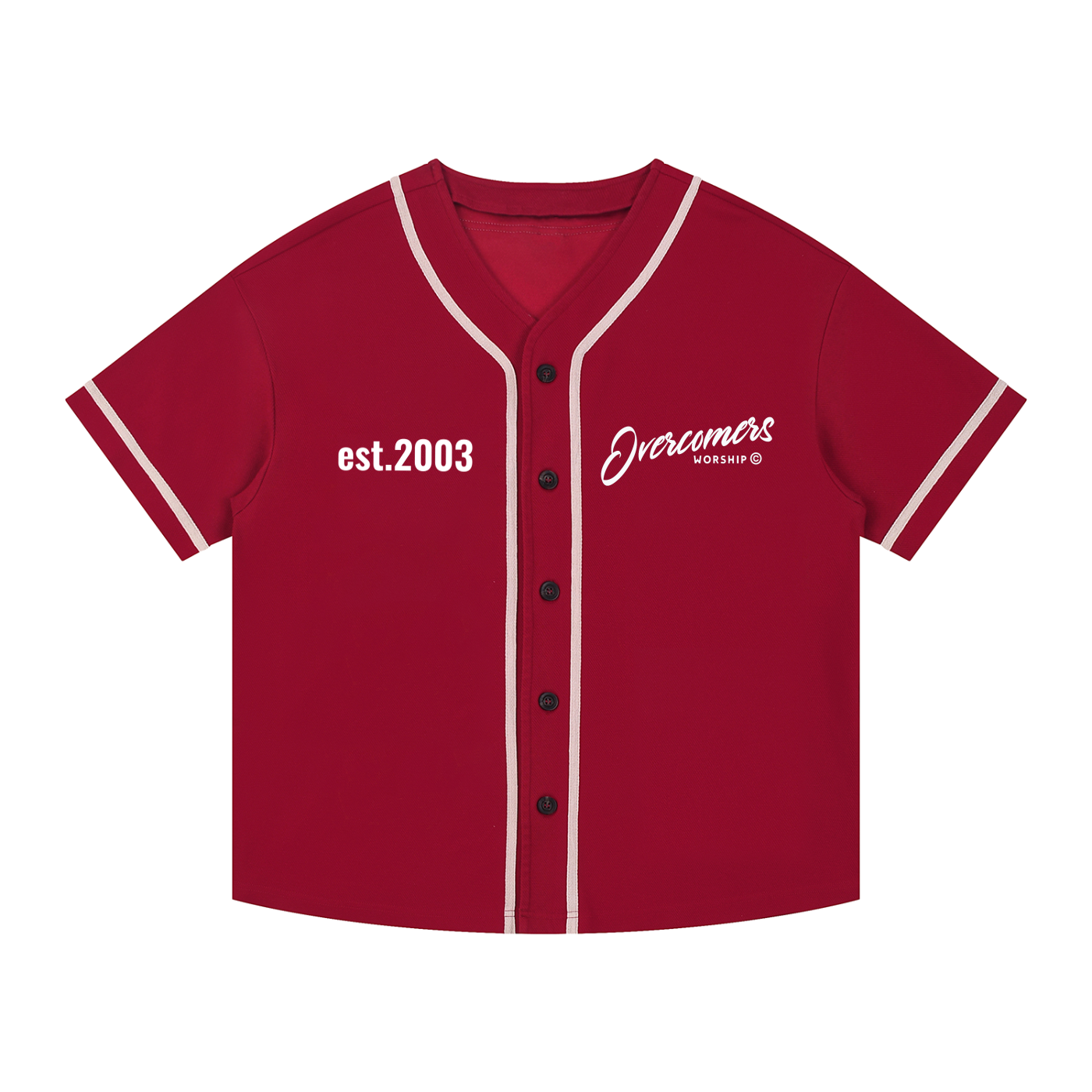 Overcomers Worship — Contrast Piped Button-Up Jersey