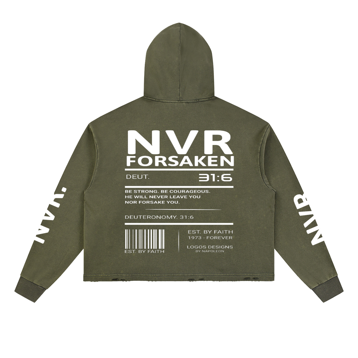 Vintage Washed Frayed-Hem Hoodie (NVR)