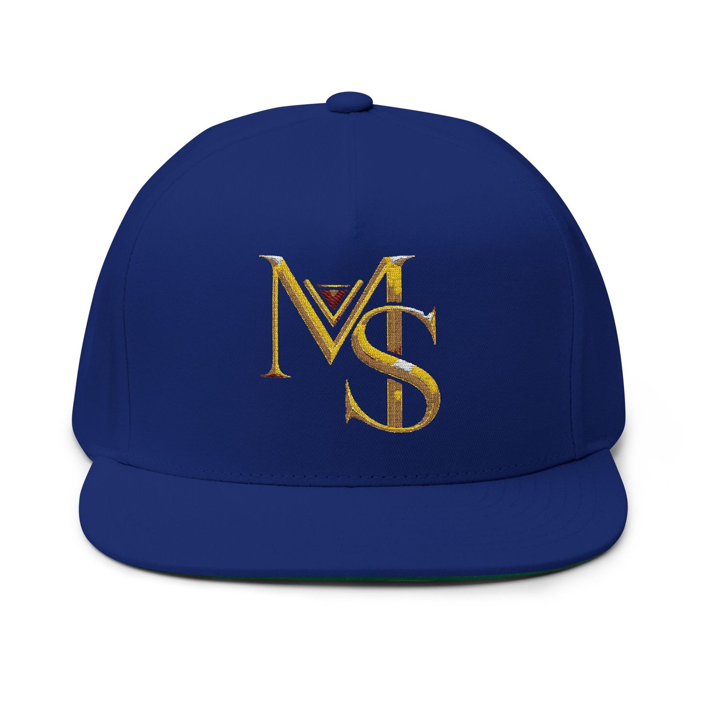 MS Embroidered Gold Monogram Flat Bill Cap