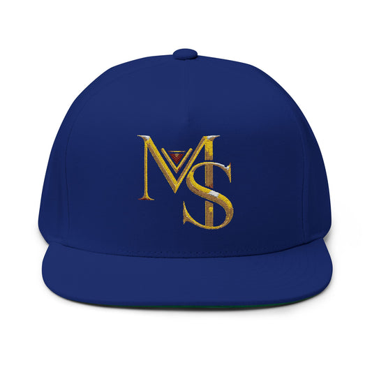 MS Embroidered Gold Monogram Flat Bill Cap