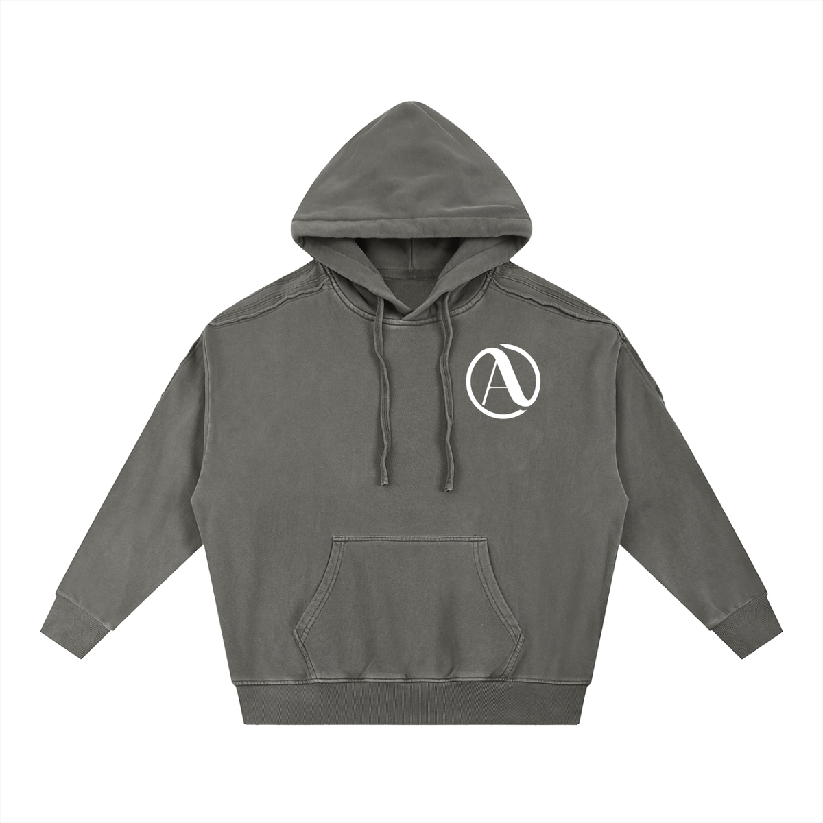 Snow Washed Tape Raw Edge Hoodie