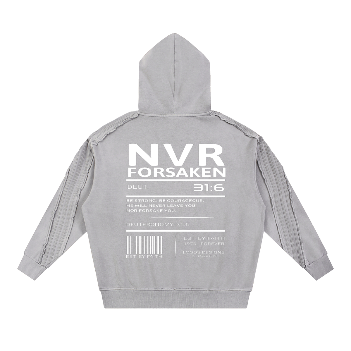 Snow Washed Tape Raw Edge Hoodie