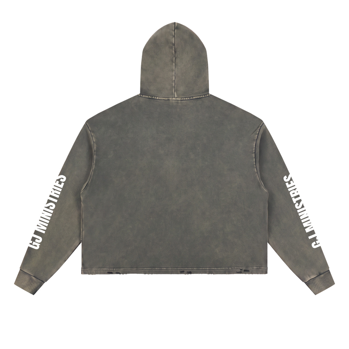 Vintage Washed Frayed-Hem Hoodie (GJ)
