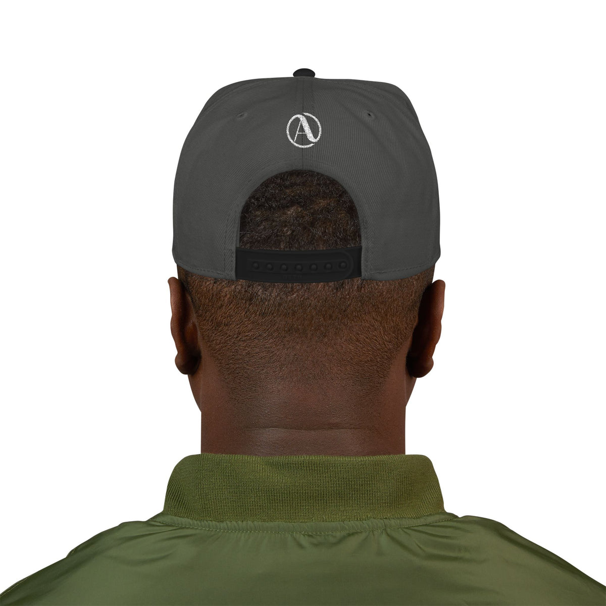 Embroidered A Circle Snapback Hat — Distressed Logo Streetwear Cap