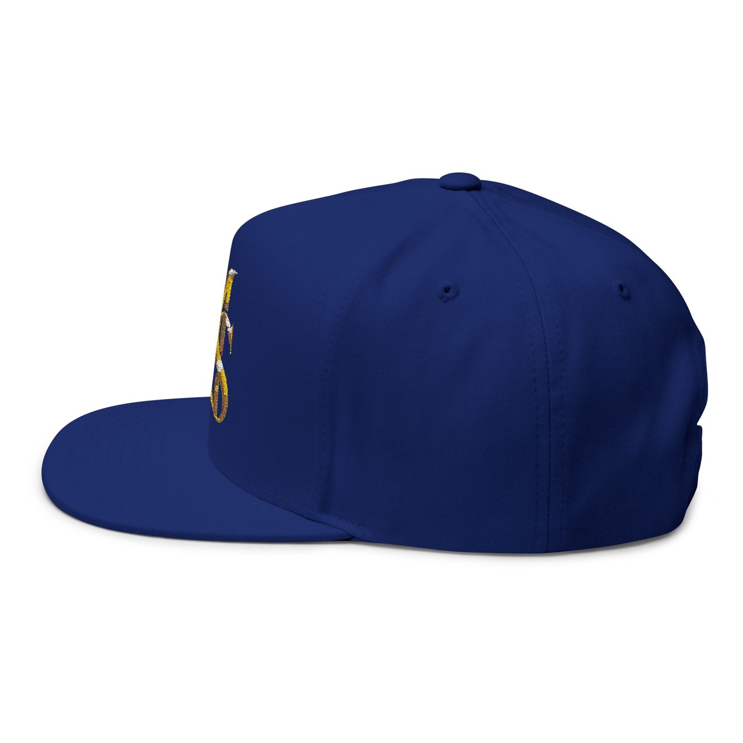 MS Embroidered Gold Monogram Flat Bill Cap