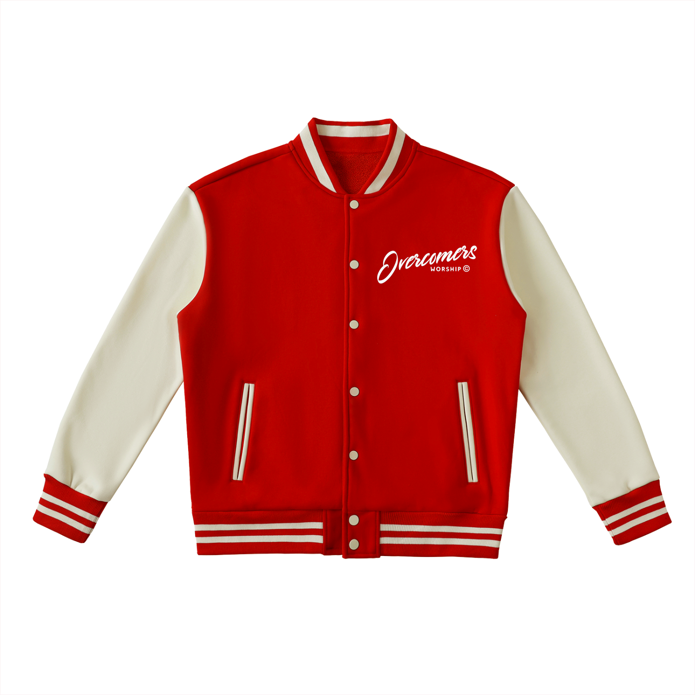 Overcomers Worship — Two-Tone Fleece Varsity Jacket