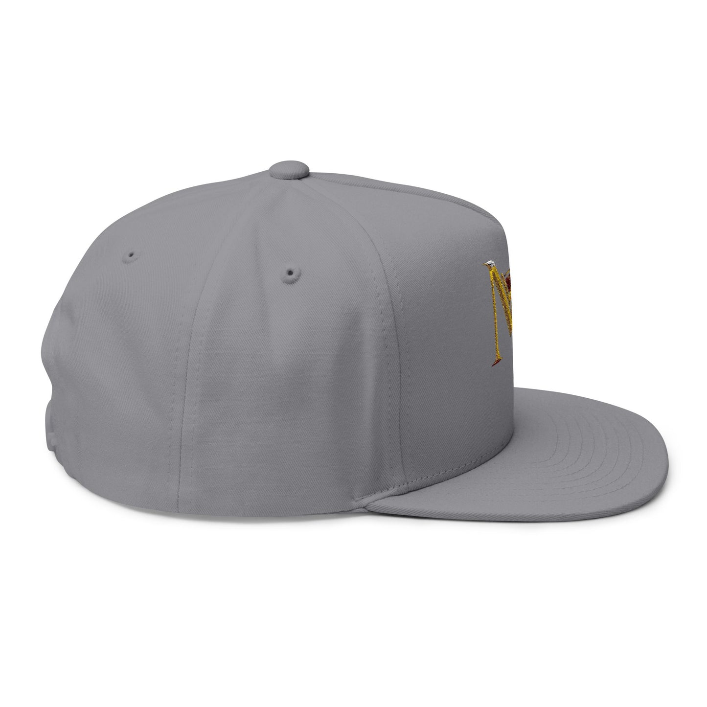 MS Embroidered Gold Monogram Flat Bill Cap
