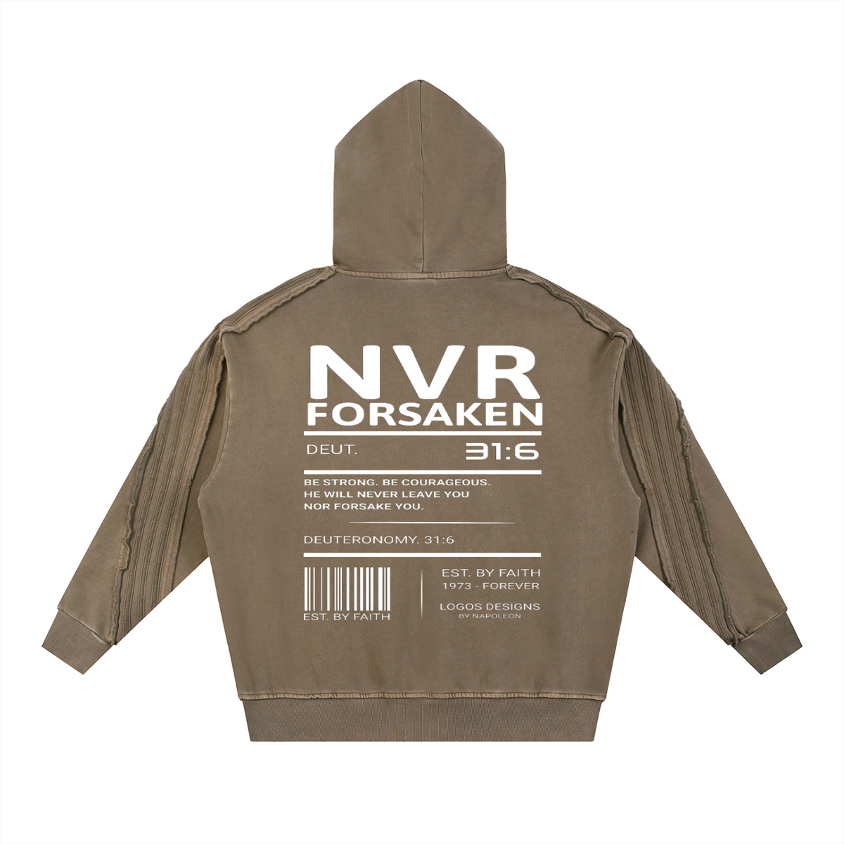 Snow Washed Tape Raw Edge Hoodie